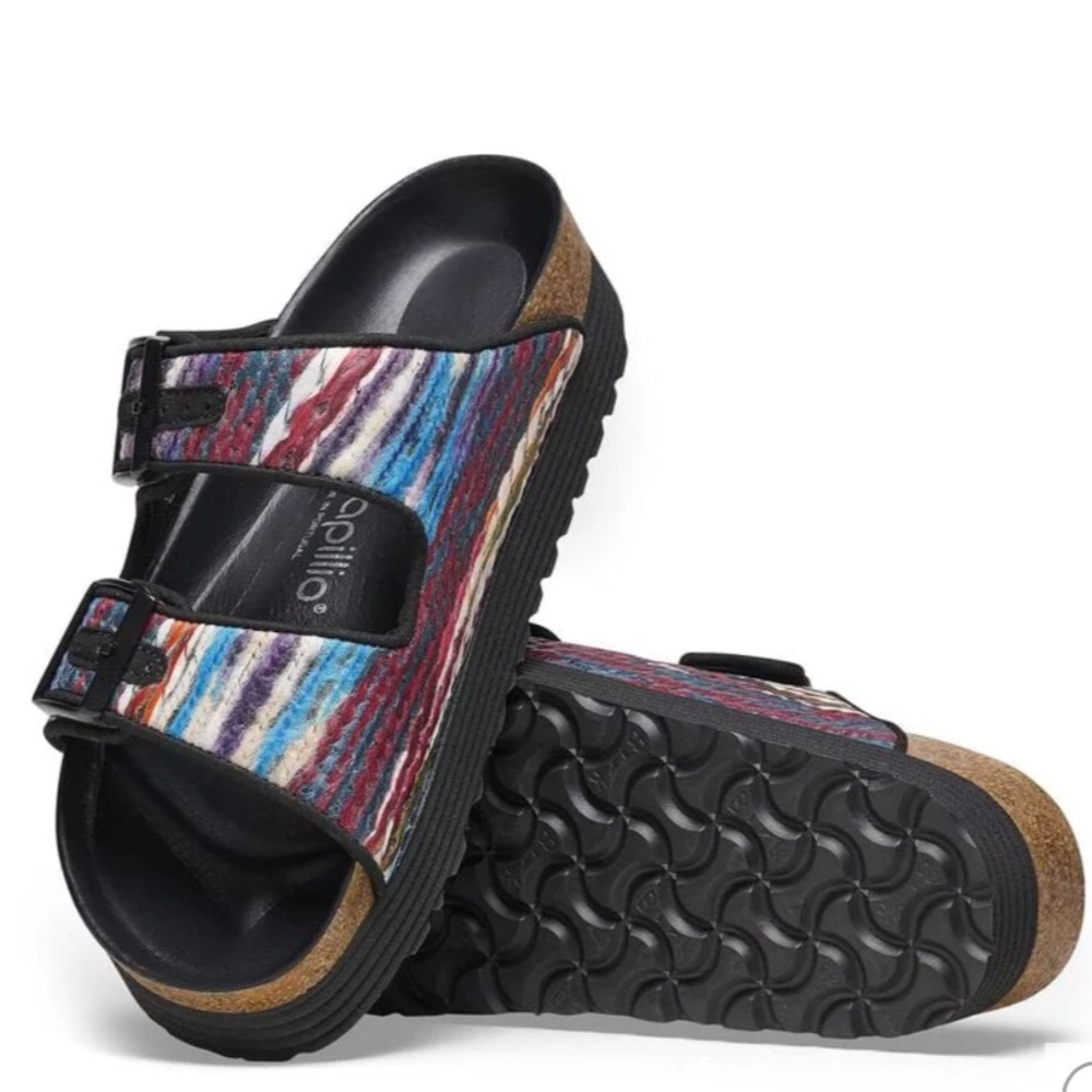 Birkenstock Slip-On Arizona Platform Textile Sandals - Size 7 / 38